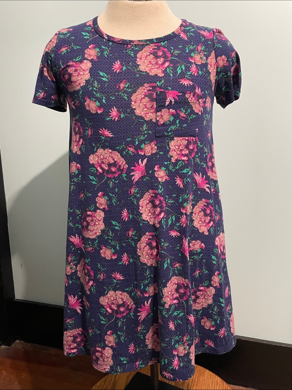 LuLa Roe XS High Low Swing Dress Purple Floral Midi